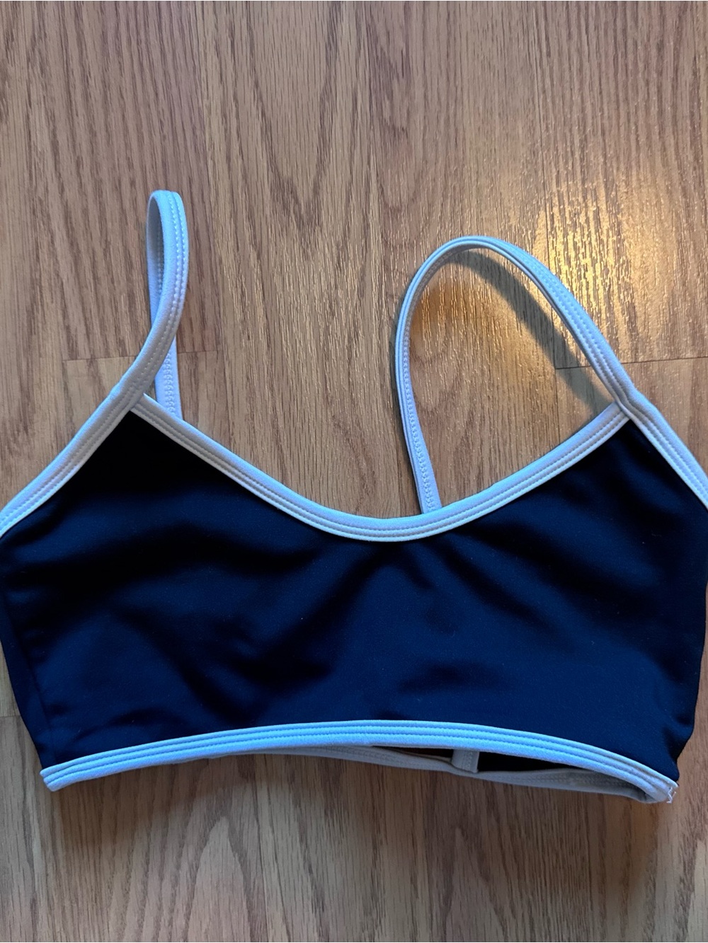 Women’s Black Gym Bralette with White Trim